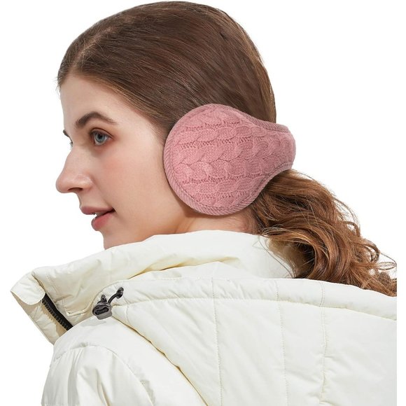 Unisex A-pink Warm Knit Cashmere Adjustable Wrap Outdoor Fur Earwarmer - Picture 2 of 6